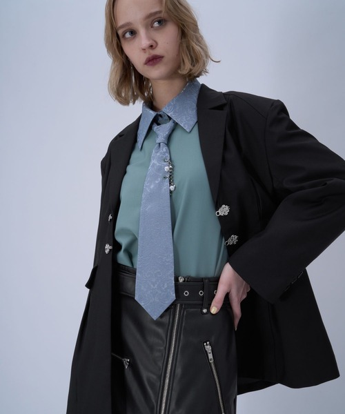 HARE（ハレ）の「チャイナカナグミドルジャケット(HARE)（テーラードジャケット・レディース・ブラック/ボルドー・FREE）」の15枚目の写真