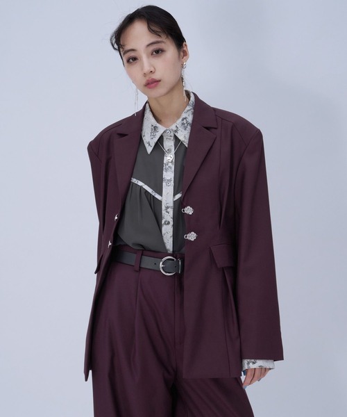 HARE（ハレ）の「チャイナカナグミドルジャケット(HARE)（テーラードジャケット・レディース・ブラック/ボルドー・FREE）」の16枚目の写真