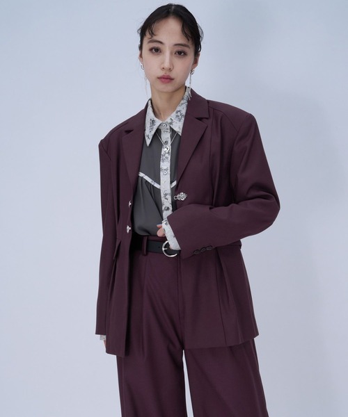 HARE（ハレ）の「チャイナカナグミドルジャケット(HARE)（テーラードジャケット・レディース・ブラック/ボルドー・FREE）」の17枚目の写真