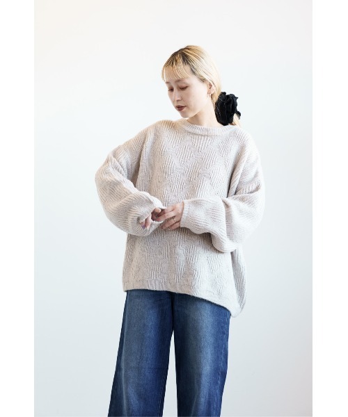 HEART MARKET(ハートマーケット)の「クルーネックポコポコ柄ニットプルオーバー(ニット/セーター・レディース・ピンク/ホワイト/スミクロ・FREE)」の10枚目の写真