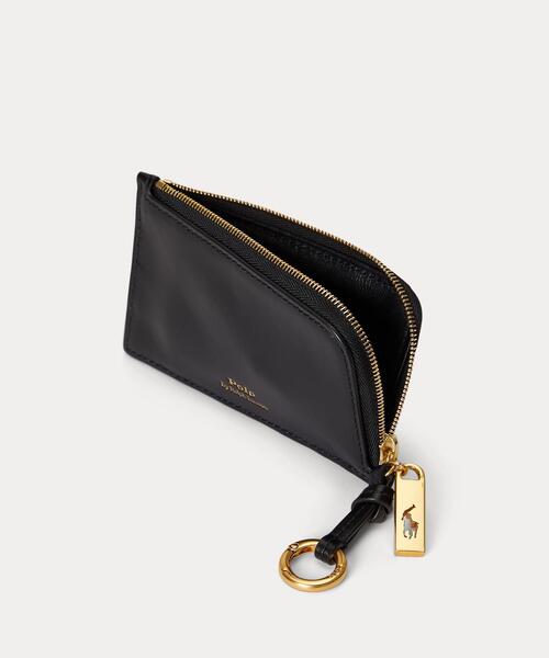 Ralph Lauren ラルフローレン ボックスシート、ジャカードプリント Polo ID レザー ジップ カード ケース（カードケース）｜POLO RALPH