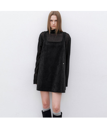 (OP-6311)BACK POINT A-LINE VELVET MINI DRESS
