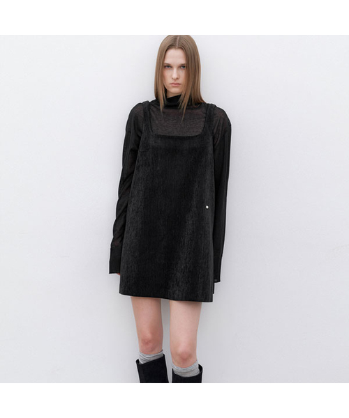 OP-6311)BACK POINT A-LINE VELVET MINI DRESS（ワンピース）｜ATELIER