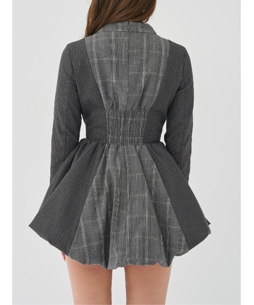 チェックストライプバルーンミニワンピース（ワンピース）｜Darich