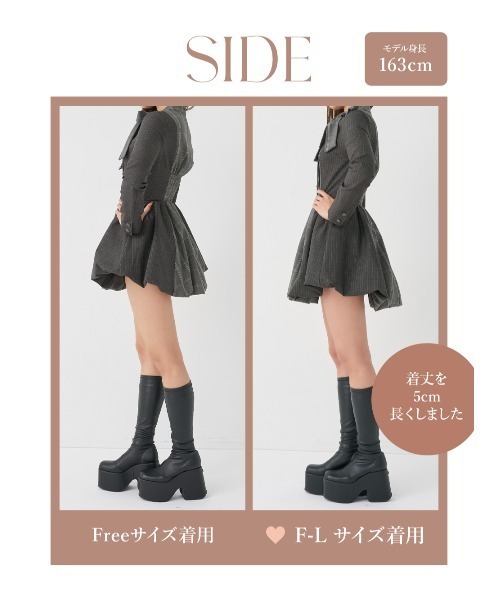 チェックストライプバルーンミニワンピース（ワンピース）｜Darich
