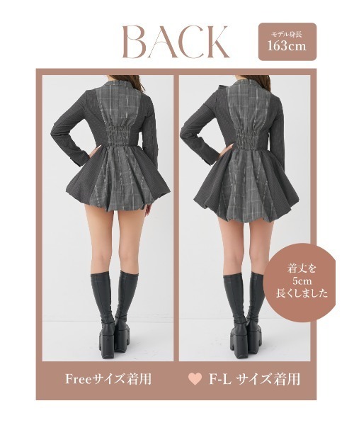 チェックストライプバルーンミニワンピース（ワンピース）｜Darich