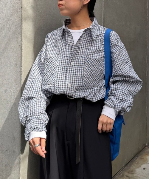 COLONY 2139(コロニートゥーワンスリーナイン)の「チェックサッカー長袖シャツ(シャツ/ブラウス・メンズ・サックスブルー/ブラック/アイボリー・LARGE/MEDIUM)」の1枚目の写真