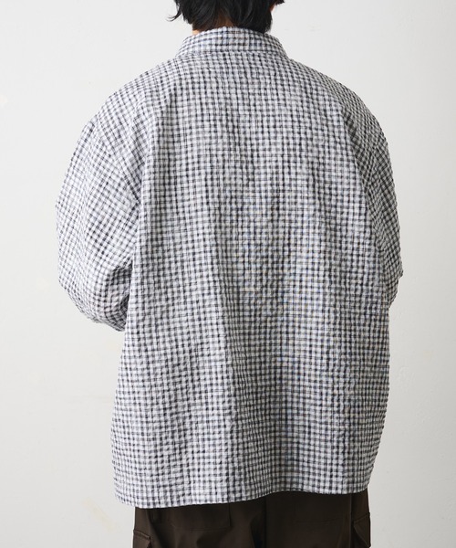 COLONY 2139(コロニートゥーワンスリーナイン)の「チェックサッカー長袖シャツ(シャツ/ブラウス・メンズ・サックスブルー/ブラック/アイボリー・LARGE/MEDIUM)」の10枚目の写真