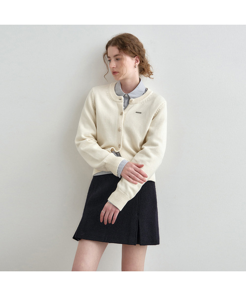 MONGDOL(モンドル)の「ソフトコットンラウンドネックカーディガン MDCD053_5 Colors(カーディガン/ボレロ・レディース・ブラック/クリーム/チャコールグレー/ライトグレー/ネイビー・F)」の4枚目の写真