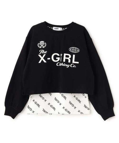 X-girl Stages（エックスガールステージス）の「ロゴ長袖Tシャツ+総柄ロゴタンクトップセット（Tシャツ/カットソー・キッズ・ブラック/オレンジ/ピンク・140cm/130cm/110cm/120cm/90cm/100cm）」の11枚目の写真
