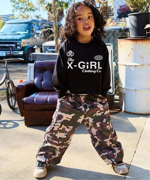 X-girl Stages（エックスガールステージス）の「ロゴ長袖Tシャツ+総柄ロゴタンクトップセット（Tシャツ/カットソー・キッズ・ブラック/オレンジ/ピンク・140cm/130cm/110cm/120cm/90cm/100cm）」の12枚目の写真
