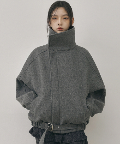 NICK&NICOLE(ニックアンドニコール)の「HIGH NECK HALF COAT_CHARCOAL(チェスターコート・レディース・その他・FREE)」の1枚目の写真