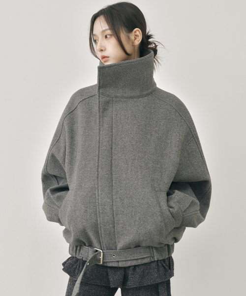NICK&NICOLE(ニックアンドニコール)の「HIGH NECK HALF COAT_CHARCOAL(チェスターコート・レディース・その他・FREE)」の2枚目の写真