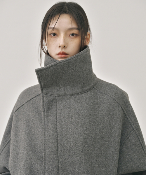 NICK&NICOLE(ニックアンドニコール)の「HIGH NECK HALF COAT_CHARCOAL(チェスターコート・レディース・その他・FREE)」の3枚目の写真