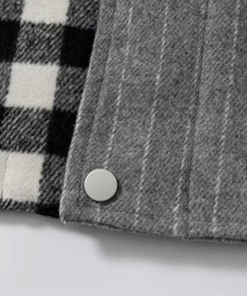U:UME（ユーム）の「Plaid and Stripe Patchwork Jacket（その他アウター・メンズ・ブラック・MEDIUM/LARGE/X-LARGE/XX-LARGE）」の4枚目の写真