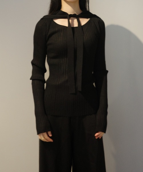 セール】CLANE SHEER RIB RIBBON KINT TOPS（ニット/セーター）｜CLANE