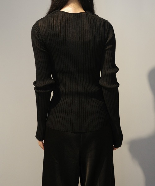 セール】CLANE SHEER RIB RIBBON KINT TOPS（ニット/セーター）｜CLANE