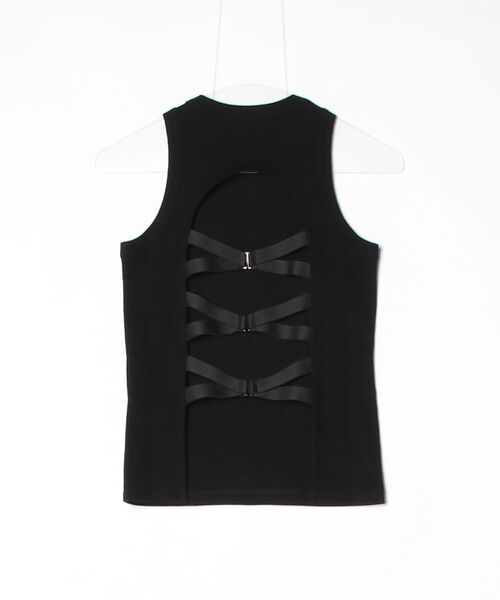 JOHN LAWRENCE SULLIVAN（ジョンローレンスサリバン）の「COTTON RIB BACK STRAP TANK-TOP（Tシャツ/カットソー・レディース・ブラック/ホワイト・ONE SIZE）」の4枚目の写真