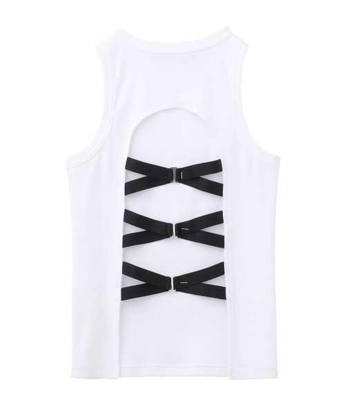 JOHN LAWRENCE SULLIVAN（ジョンローレンスサリバン）の「COTTON RIB BACK STRAP TANK-TOP（Tシャツ/カットソー・レディース・ブラック/ホワイト・ONE SIZE）」の3枚目の写真
