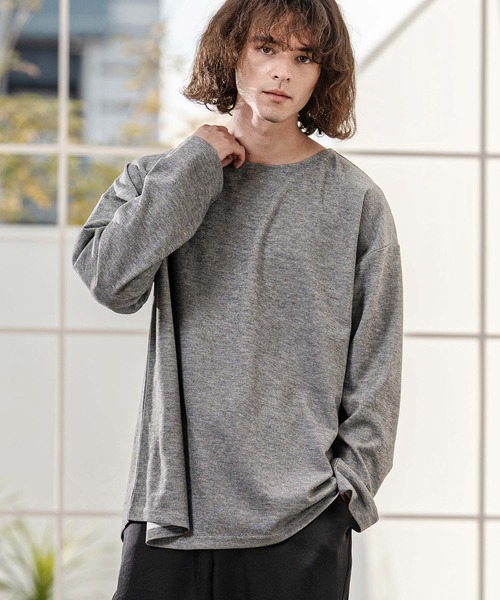 CAMBIO(カンビオ)の「mlt5598-ボートネックスラブロンT(HLCM0262)(Tシャツ/カットソー・メンズ・ブラック/グレー・M/L)」の2枚目の写真