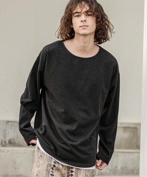 CAMBIO(カンビオ)の「mlt5598-ボートネックスラブロンT(HLCM0262)(Tシャツ/カットソー・メンズ・ブラック/グレー・M/L)」の3枚目の写真