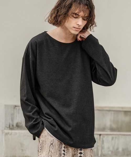 CAMBIO(カンビオ)の「mlt5598-ボートネックスラブロンT(HLCM0262)(Tシャツ/カットソー・メンズ・ブラック/グレー・M/L)」の4枚目の写真