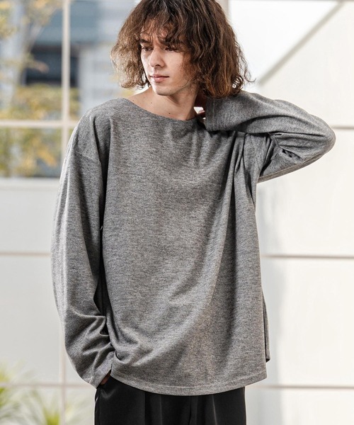 CAMBIO(カンビオ)の「mlt5598-ボートネックスラブロンT(HLCM0262)(Tシャツ/カットソー・メンズ・ブラック/グレー・M/L)」の8枚目の写真