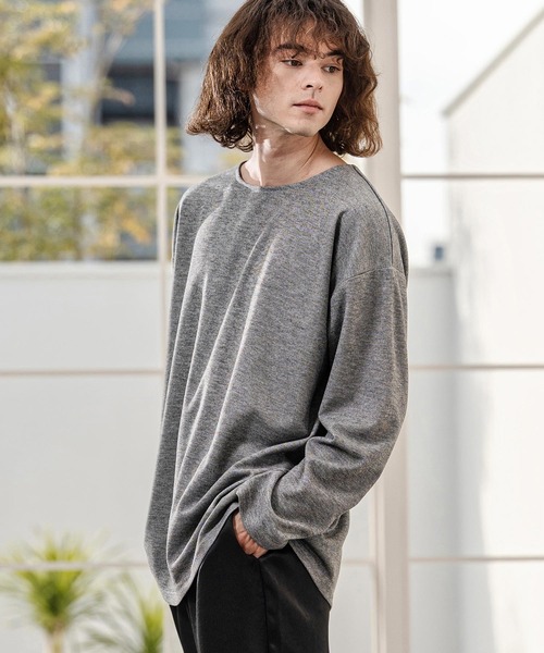 CAMBIO(カンビオ)の「mlt5598-ボートネックスラブロンT(HLCM0262)(Tシャツ/カットソー・メンズ・ブラック/グレー・M/L)」の9枚目の写真