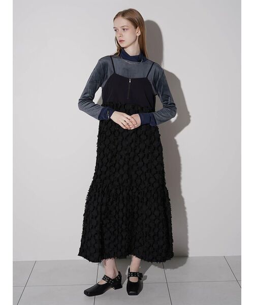 :ETHROF(イーサオブ)の「FRINGE SWITCH TIERED DRESS(ワンピース・レディース・ブラック・MEDIUM)」の2枚目の写真