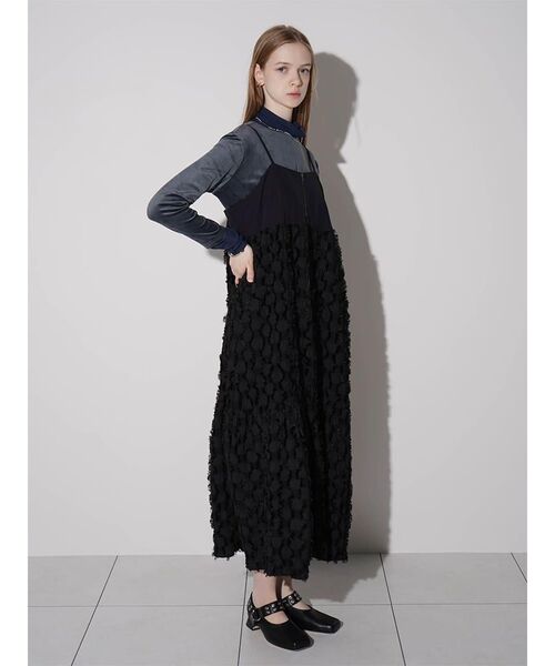 :ETHROF(イーサオブ)の「FRINGE SWITCH TIERED DRESS(ワンピース・レディース・ブラック・MEDIUM)」の6枚目の写真