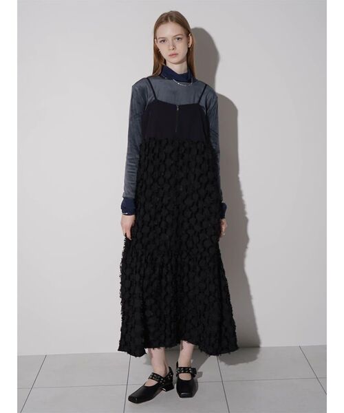 :ETHROF(イーサオブ)の「FRINGE SWITCH TIERED DRESS(ワンピース・レディース・ブラック・MEDIUM)」の1枚目の写真