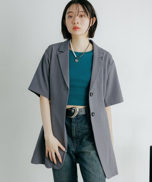 PAGEBOY(ページボーイ)の「シアバスウエストベルトショートスリーブジャケット【セットアップ対応】(テーラードジャケット・レディース・グレー/ブラック/ブラウン/テラコッタ・FREE)」の17枚目の写真