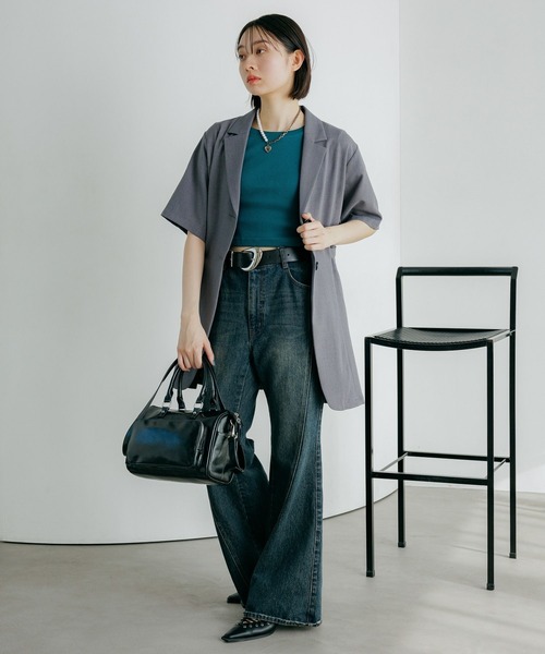 PAGEBOY(ページボーイ)の「シアバスウエストベルトショートスリーブジャケット【セットアップ対応】(テーラードジャケット・レディース・グレー/ブラック/ブラウン/テラコッタ・FREE)」の14枚目の写真