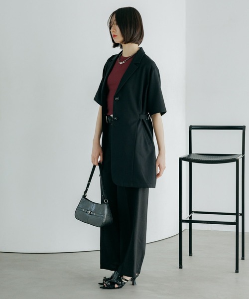PAGEBOY(ページボーイ)の「シアバスウエストベルトショートスリーブジャケット【紫外線カット/接触冷感/イージーケア/セットアップ対応】(テーラードジャケット・レディース・グレー/ブラック/ブラウン/テラコッタ・FREE)」の22枚目の写真