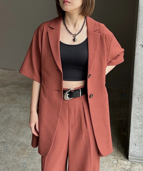 PAGEBOY(ページボーイ)の「シアバスウエストベルトショートスリーブジャケット【セットアップ対応】(テーラードジャケット・レディース・グレー/ブラック/ブラウン/テラコッタ・FREE)」の11枚目の写真