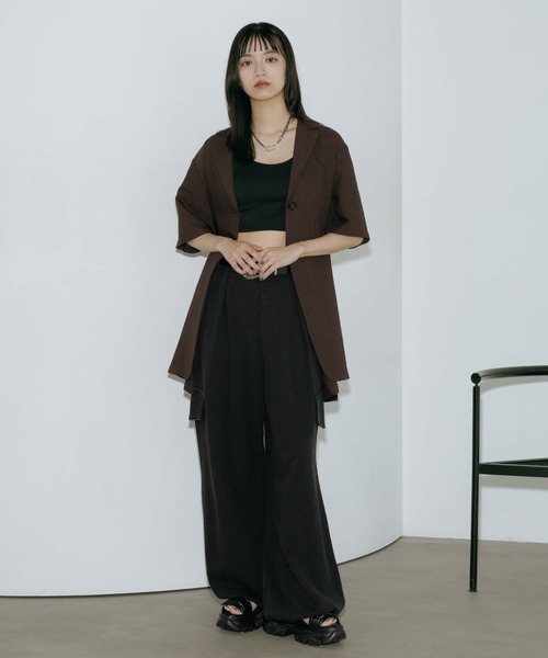 PAGEBOY(ページボーイ)の「シアバスウエストベルトショートスリーブジャケット【セットアップ対応】(テーラードジャケット・レディース・グレー/ブラック/ブラウン/テラコッタ・FREE)」の21枚目の写真