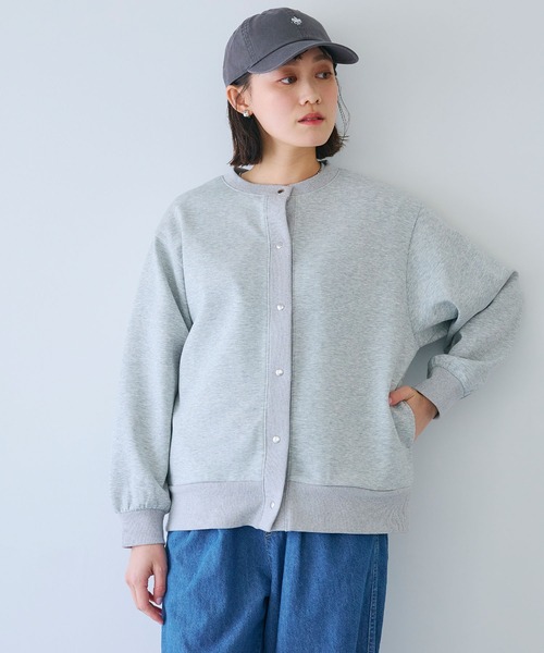 CROSS FUNCTION（クロスファンクション）の「《UV》エブ楽 ドットボタンスウェットカーディガン【CROSS FUNCTION/クロスファンクション】（カーディガン/ボレロ・レディース・ブラック/杢グレー・M/L/LL）」の12枚目の写真