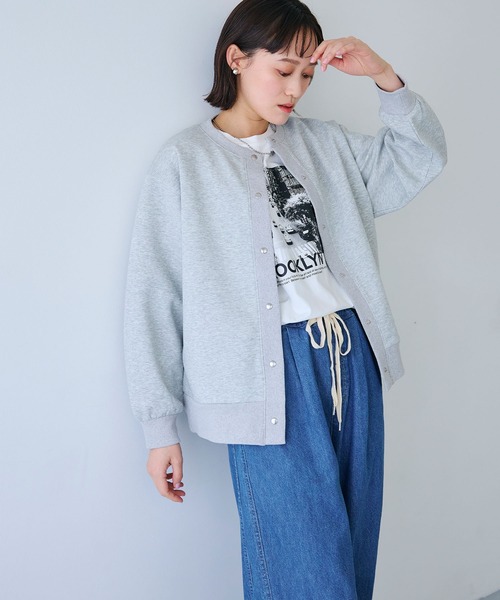 CROSS FUNCTION（クロスファンクション）の「《UV》エブ楽 ドットボタンスウェットカーディガン【CROSS FUNCTION/クロスファンクション】（カーディガン/ボレロ・レディース・ブラック/杢グレー・M/L/LL）」の9枚目の写真