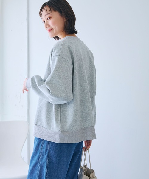 CROSS FUNCTION（クロスファンクション）の「《UV》エブ楽 ドットボタンスウェットカーディガン【CROSS FUNCTION/クロスファンクション】（カーディガン/ボレロ・レディース・ブラック/杢グレー・M/L/LL）」の5枚目の写真