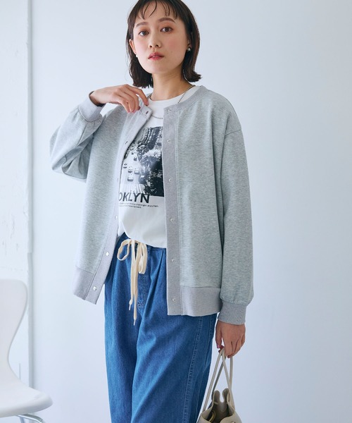 CROSS FUNCTION（クロスファンクション）の「《UV》エブ楽 ドットボタンスウェットカーディガン【CROSS FUNCTION/クロスファンクション】（カーディガン/ボレロ・レディース・ブラック/杢グレー・M/L/LL）」の7枚目の写真