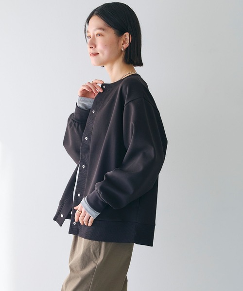 CROSS FUNCTION（クロスファンクション）の「《UV》エブ楽 ドットボタンスウェットカーディガン【CROSS FUNCTION/クロスファンクション】（カーディガン/ボレロ・レディース・ブラック/杢グレー・M/L/LL）」の17枚目の写真