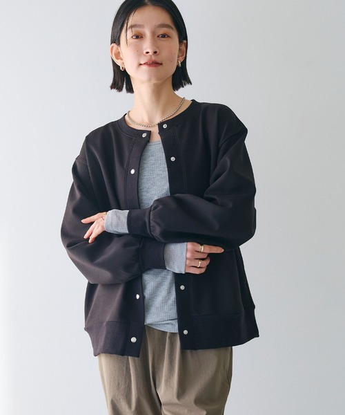 CROSS FUNCTION（クロスファンクション）の「《UV》エブ楽 ドットボタンスウェットカーディガン【CROSS FUNCTION/クロスファンクション】（カーディガン/ボレロ・レディース・ブラック/杢グレー・M/L/LL）」の15枚目の写真