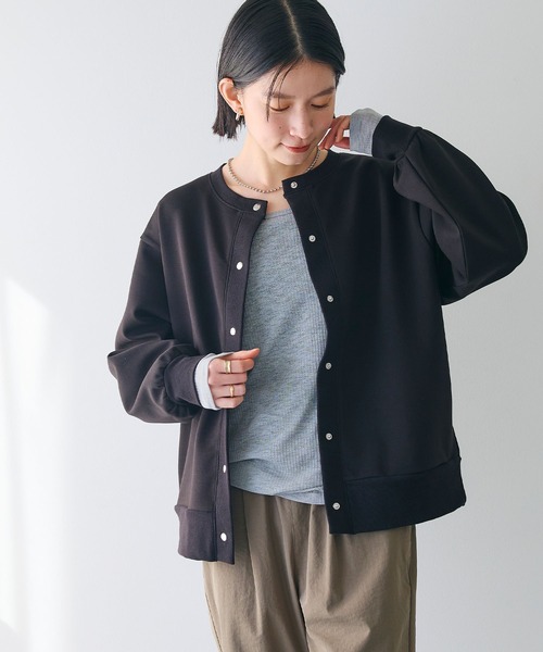 CROSS FUNCTION（クロスファンクション）の「《UV》エブ楽 ドットボタンスウェットカーディガン【CROSS FUNCTION/クロスファンクション】（カーディガン/ボレロ・レディース・ブラック/杢グレー・M/L/LL）」の16枚目の写真