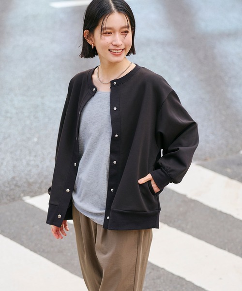 CROSS FUNCTION（クロスファンクション）の「《UV》エブ楽 ドットボタンスウェットカーディガン【CROSS FUNCTION/クロスファンクション】（カーディガン/ボレロ・レディース・ブラック/杢グレー・M/L/LL）」の22枚目の写真