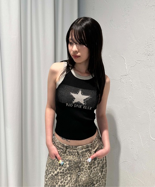 sedacle girl(セダクルガール)の「バイカラーリンガーニットタンク(タンクトップ・レディース・オフホワイト/ブラック/ネイビー/ベージュ/グレー・FREE)」の15枚目の写真