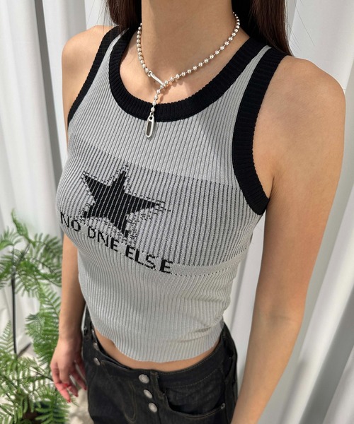 sedacle girl(セダクルガール)の「バイカラーリンガーニットタンク(タンクトップ・レディース・オフホワイト/ブラック/ネイビー/ベージュ/グレー・FREE)」の22枚目の写真