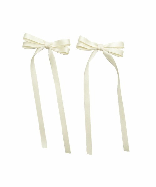 F i.n.t（フィント）の「ロングリボンヘアクリップセット（バレッタ/ヘアクリップ・レディース・アイボリー/レッド/ブルーグレー・FREE）」の4枚目の写真