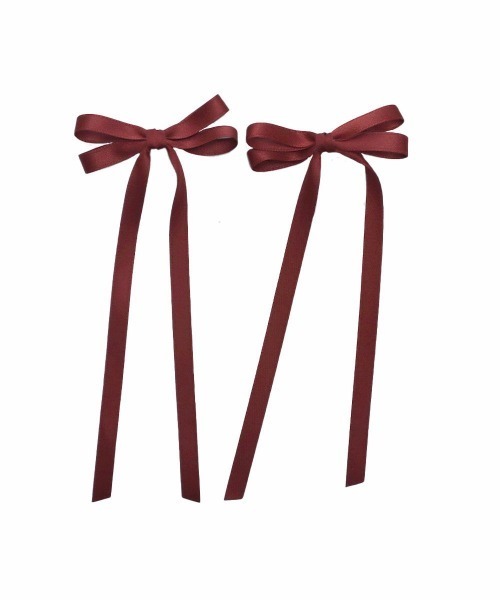 F i.n.t（フィント）の「ロングリボンヘアクリップセット（バレッタ/ヘアクリップ・レディース・アイボリー/レッド/ブルーグレー・FREE）」の5枚目の写真