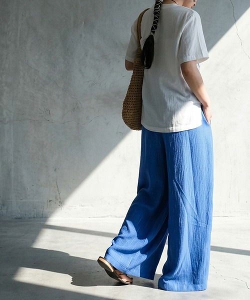 antiqua(アンティカ)の「ストライプ柄 ワイド イージーパンツ(その他パンツ・レディース・ブラック/グレー/ブルー・MEDIUM/LARGE)」の12枚目の写真