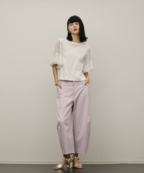 Diagram(ダイアグラム)の「シフォンスリーブカットトップ(Tシャツ/カットソー・レディース・ホワイト/ブラック・36)」の4枚目の写真